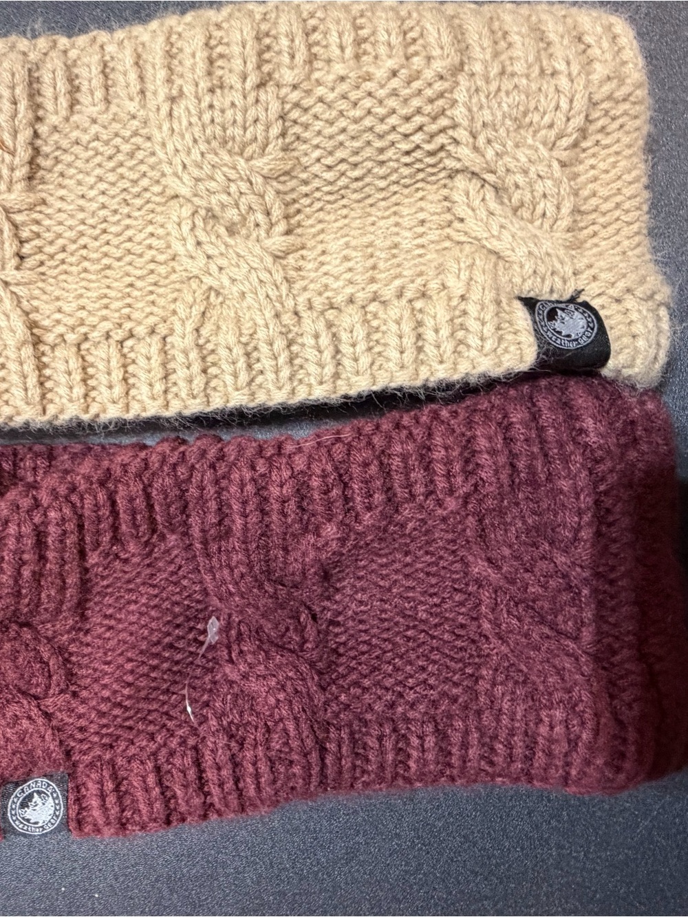Cable Knit Neck Warmer - Cream & Burgundy